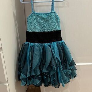 Ooh! La, La! Couture Teal and Black Dance Dress